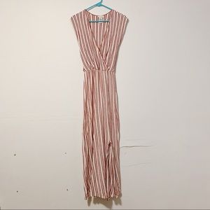 Caution to the Wind Red Striped Maxi Dress